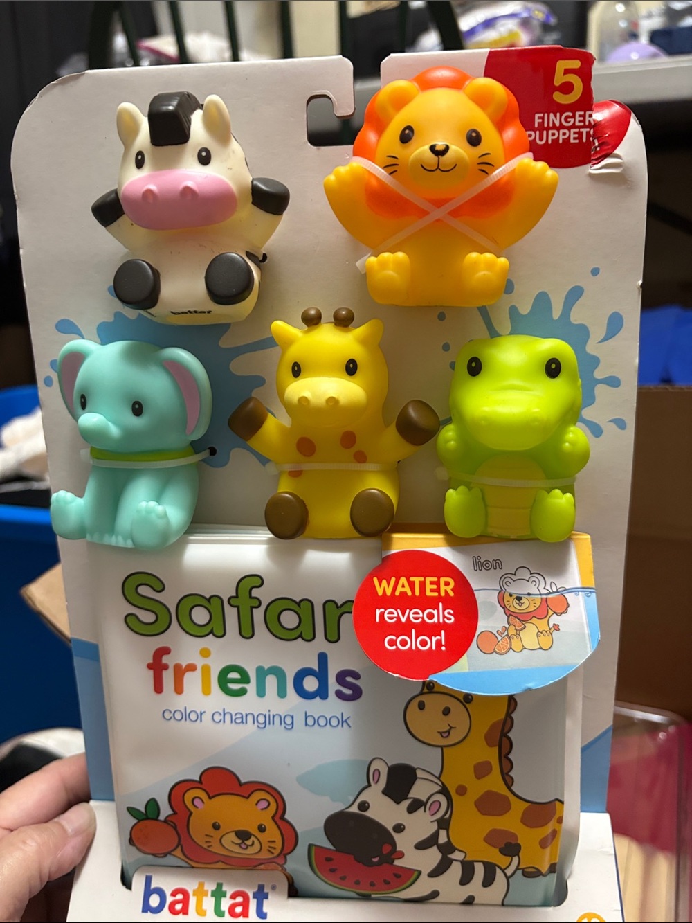 Battat Safari Friends Color-Changing Finger Puppet Set - Multicolor Animals